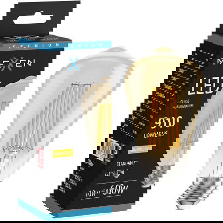 Mexen Vintis LED kvēldiega spuldze E27, ST64, 10W, Silta - 2700K, 910 lm, dzintara - L152-E27-1027-50