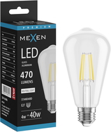 Mexen Vintis Λάμπα νήματος LED E27, ST64, 4W, Ουδέτερη - 4000K, 470 lm, διαφανής - L152-E27-0440-00