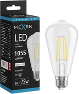 Mexen Vintis LED hõõgniidiga lamp E27, ST64, 8W, Neutraalne - 4000K, 1055 lm, läbipaistev - L152-E27-0840-00