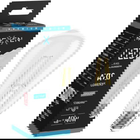 Mexen Vintis Λαμπτήρας filament LED E27, ST64, 4W, Ψυχρό - 6500K, 470 lm, διάφανος - L152-E27-0465-00