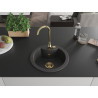 Mexen Diego granieten spoelbak 1-kamer 488 x 480 mm, zwart gespikkeld, gouden sifon - 6512481000-76-G