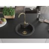Mexen Diego Granitspüle 1-beckig 488 x 480 mm, schwarz gesprenkelt, goldener Siphon - 6512481000-76-G