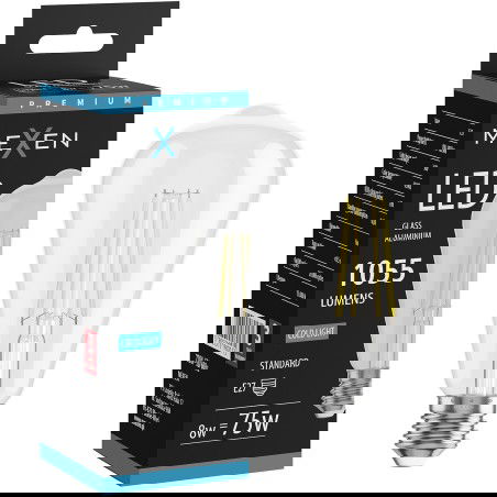 Mexen Vintis LED nitka žarnica E27, ST64, 8W, Hladna - 6500K, 1055 lm, prozorna - L152-E27-0865-00