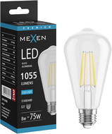 Mexen Vintis LED-Filamentlampe E27, ST64, 8W, Kaltweiß - 6500K, 1055 lm, klar - L152-E27-0865-00