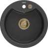 Mexen Diego évier de cuisine en granit à 1 bac 488 x 480 mm, noir moucheté, siphon doré - 6512481000-76-G