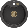 Mexen Diego Granitspüle 1-beckig 488 x 480 mm, schwarz gesprenkelt, goldener Siphon - 6512481000-76-G