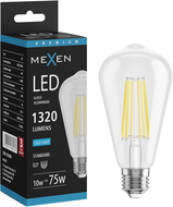 Mexen Vintis LED kvēldiega spuldze E27, ST64, 10W, Auksta - 6500K, 1320 lm, caurspīdīga - L152-E27-1040-00 - L152-E27-1065-00
