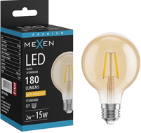 Mexen Vintis LED kvēldiega spuldze E27, G80, 2W, Silta - 2200K, 180 lm, dzintara - L155-E27-0222-50