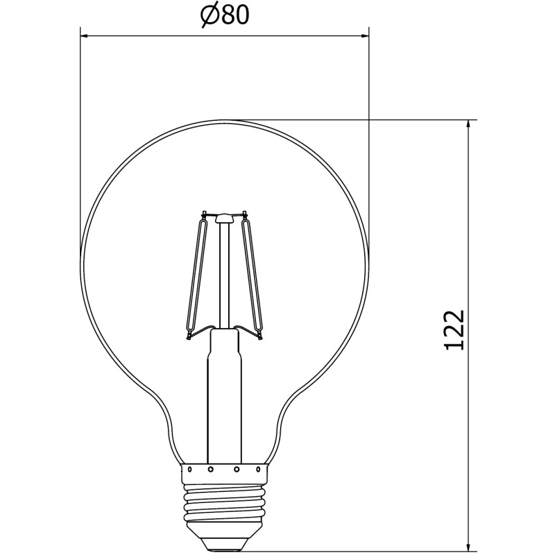 Mexen Vintis LED-filamentlampa E27, G80, 2W, Varm - 2200K, 150 lm, rök - L155-E27-0222-70