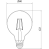 Mexen Vintis Ampoule filament LED E27, G80, 2W, Chaude - 2200K, 150 lm, fumée - L155-E27-0222-70