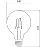 Mexen Vintis LED-filamentlampa E27, G80, 2W, Varm - 2200K, 150 lm, rök - L155-E27-0222-70