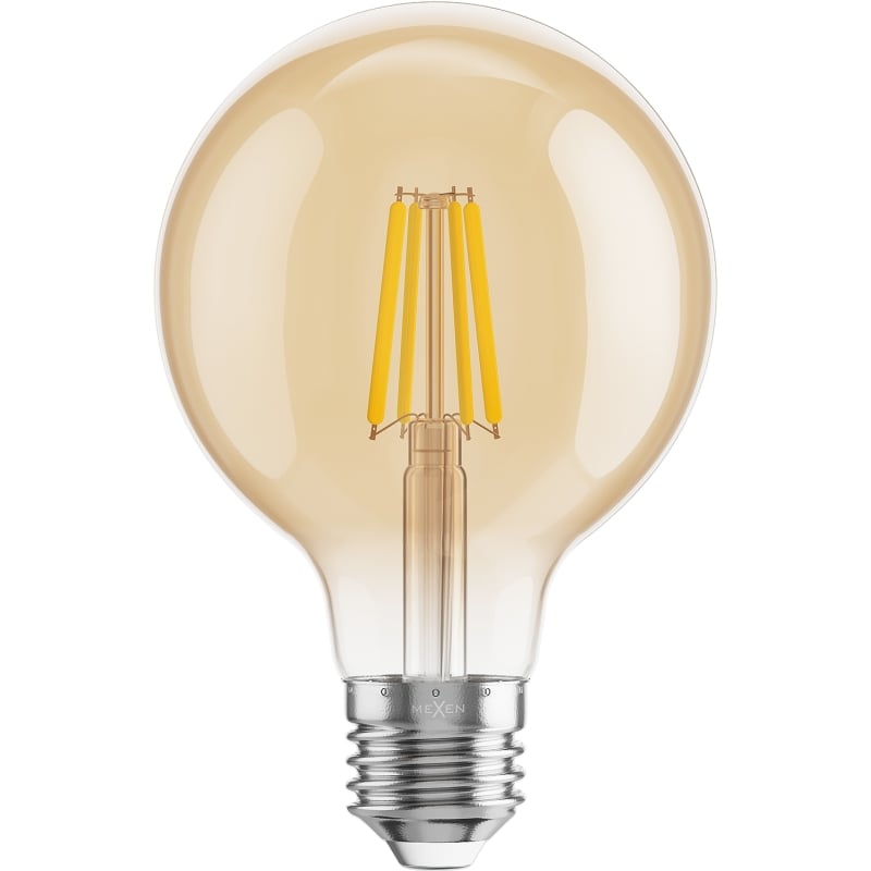 Mexen Vintis Bombilla LED de filamento E27, G80, 4W, Cálida - 2200K, 400 lm, ámbar - L155-E27-0422-50