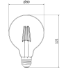 Mexen Vintis LED filamentlampa E27, G80, 4W, Varm - 2200K, 400 lm, bärnsten - L155-E27-0422-50