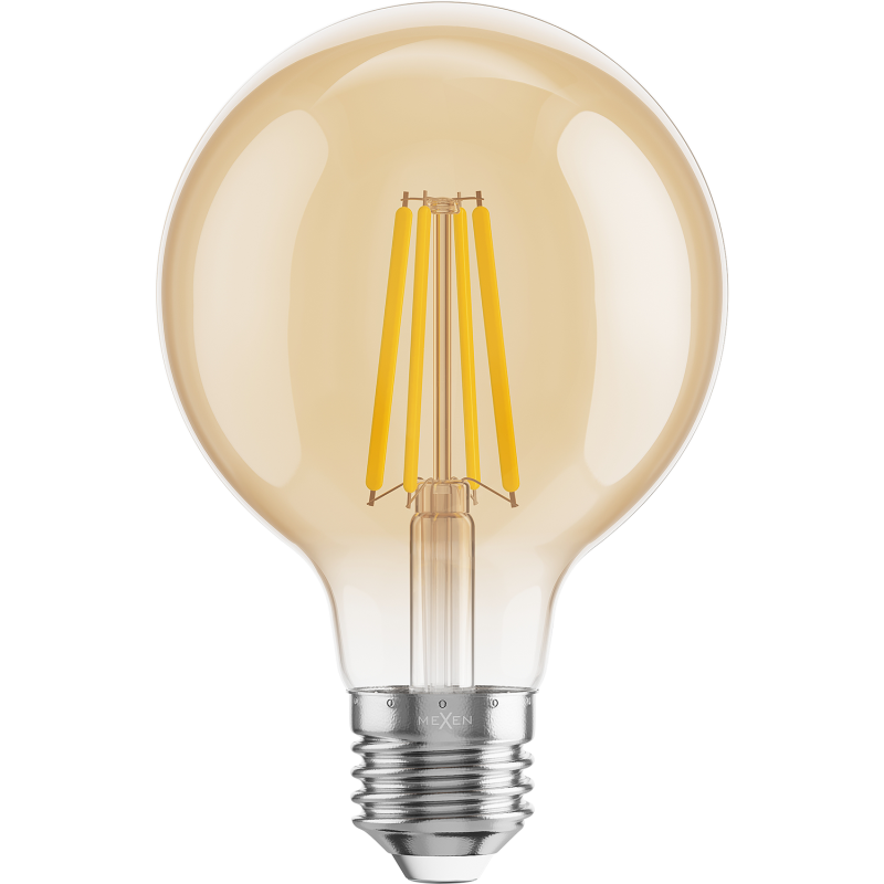 Mexen Vintis żarówka filament LED E27, G80, 8W, Ciepła - 2200K, 750 lm, amber - L155-E27-0822-50