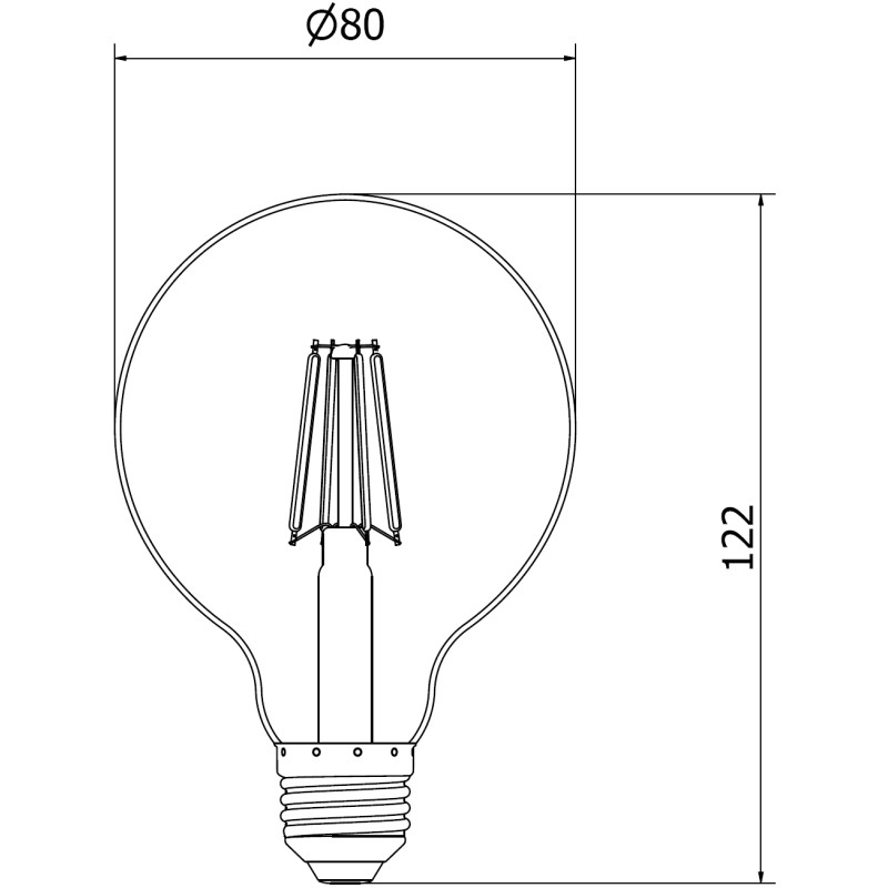 Mexen Vintis LED-filamentlampa E27, G80, 4W, Varm - 2700K, 300 lm, rök - L155-E27-0427-70