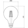 Mexen Vintis Ampoule LED filament E27, G80, 4W, Chaude - 2700K, 300 lm, fumée - L155-E27-0427-70