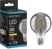 Mexen Vintis LED-fiilamendipirn E27, G80, 4W, Soe - 2200K, 280 lm, suitsune - L155-E27-0422-70