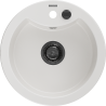 Mexen Diego évier en granit 1 bac 488 x 480 mm, blanc, siphon noir - 6512481000-20-B