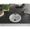 Mexen Diego Granitspüle, 1 Becken, 488 x 480 mm, weiß, schwarzer Siphon - 6512481000-20-B