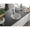 Mexen Diego granieten gootsteen met 1 bak 488 x 480 mm, wit, zwarte sifon - 6512481000-20-B