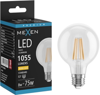 Mexen Vintis LED filamentna žarulja E27, G80, 8W, Toplo - 2700K, 1055 lm, prozirna - L155-E27-0827-00
