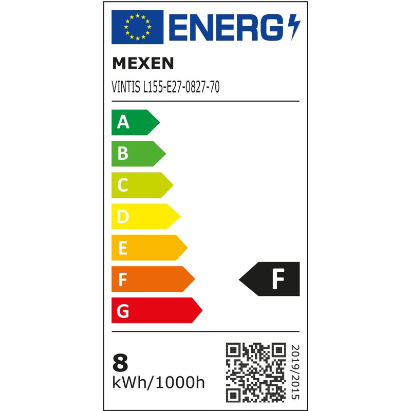 Mexen Vintis Bombilla filament LED E27, G80, 8W, Cálida - 2700K, 680 lm, humo - L155-E27-0827-70