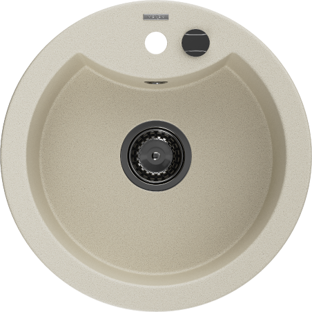 Mexen Diego Granitspüle 1-becken 488 x 480 mm, beige, schwarzer Siphon - 6512481000-69-B