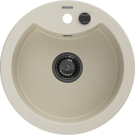 Mexen Diego Single Bowl Granite Sink 488 x 480 mm, Beige, Black Siphon - 6512481000-69-B