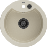 Mexen Diego évier de cuisine en granit à 1 bac 488 x 480 mm, beige, siphon noir - 6512481000-69-B