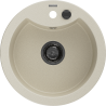 Mexen Diego Single Bowl Granite Sink 488 x 480 mm, Beige, Black Siphon - 6512481000-69-B