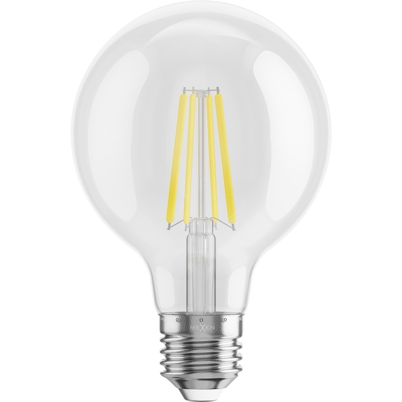 Mexen Vintis LED-filamentlampa E27, G80, 8W, Neutral - 4000K, 1055 lm, klar - L155-E27-0840-00
