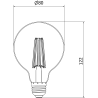 Mexen Vintis LED E27 hõõgniidiga pirn, G80, 10W, Neutraalne - 4000K, 1320 lm, läbipaistev - L155-E27-1040-00