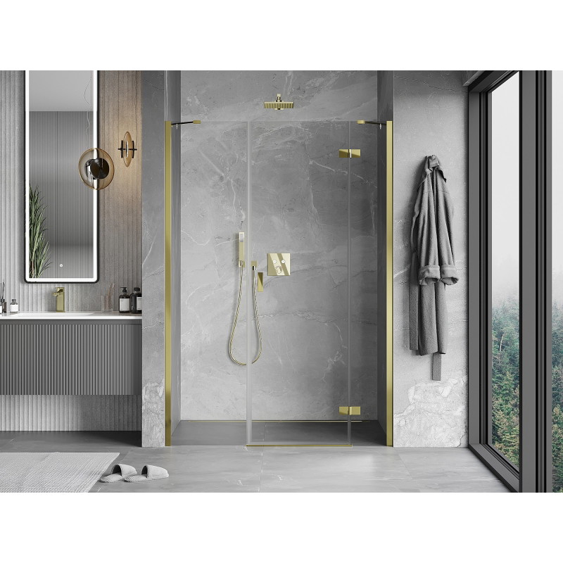 Mexen Mist-H parema hinged duššiuks 145 cm, läbipaistev, kuldne - 8A5-145-001-50-00-P