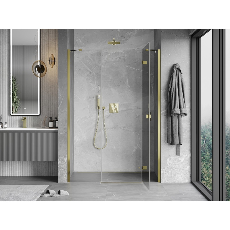 Mexen Mist-H parema hinged duššiuks 145 cm, läbipaistev, kuldne - 8A5-145-001-50-00-P
