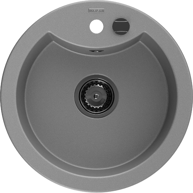 Mexen Diego graniittinen 1-allas keittiöallas 488 x 480 mm, harmaa, musta sifoni - 6512481000-71-B