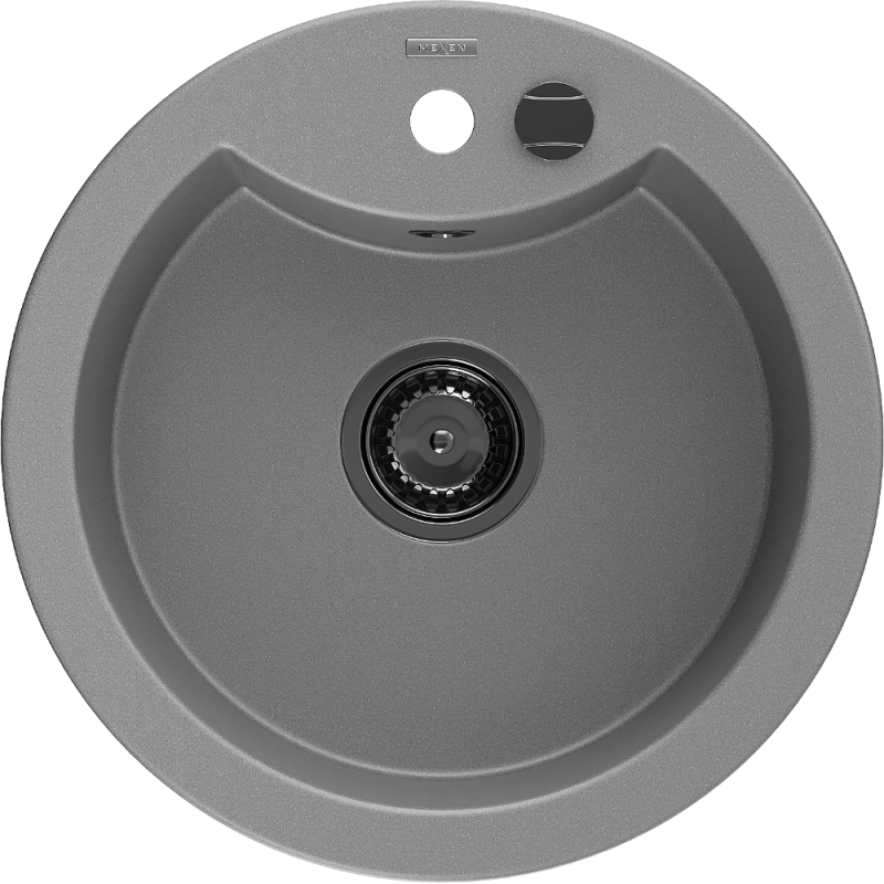 Mexen Diego νεροχύτης από γρανίτη 1 κοιλότητας 488 x 480 mm, γκρι, σιφόνι μαύρο