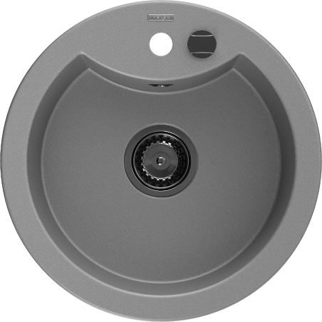 Mexen Diego Granitspüle 1-becken 488 x 480 mm, grau, schwarzer Siphon - 6512481000-71-B