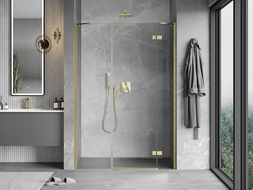 Mexen Mist-H porte de douche pivotante droite 130 cm, transparent, or brossé - 8A5-130-001-55-00-P