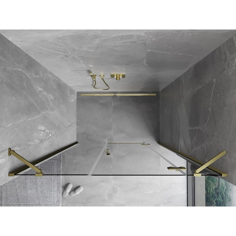 Mexen Mist-H right hinged shower door 145 cm, transparent, brushed gold - 8A5-145-001-55-00-P