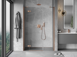 Mexen Mist-H porte de douche pivotante gauche 160 cm, transparent, cuivre brossé - 8A5-160-001-65-00-L