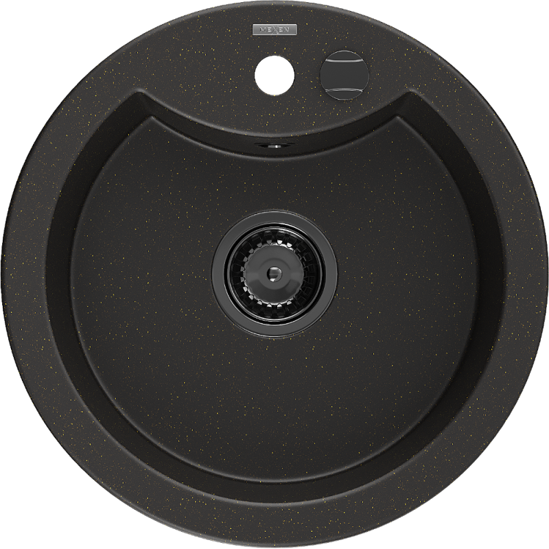 Mexen Diego νεροχύτης γρανίτη 1-διαμερίσματος 488 x 480 mm, μαύρος/χρυσός