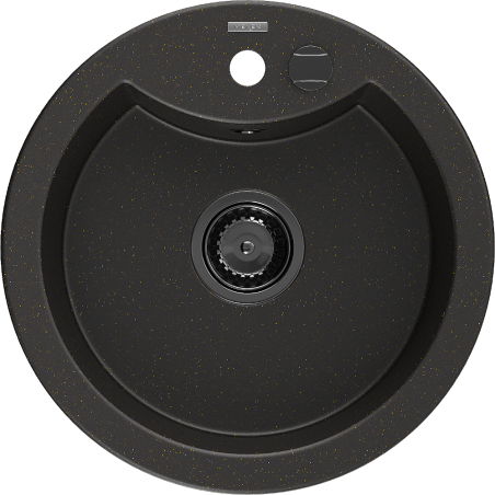 Mexen Diego νεροχύτης γρανίτη 1-διαμερίσματος 488 x 480 mm, μαύρος/χρυσός