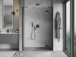 Mexen Mist-H porte de douche battante droite 140 cm, transparent, noir - 8A5-140-001-70-00-P