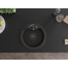 Mexen Diego Granitspüle 1-Kammer 488 x 480 mm, schwarz/gold metallic, schwarzer Siphon - 6512481000-75-B