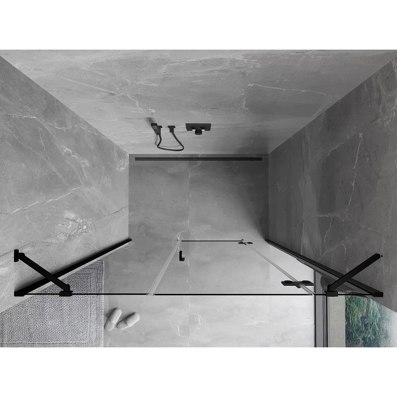 Mexen Mist-H Duschdrehtür rechts 145 cm, transparent, schwarz - 8A5-145-001-70-00-P