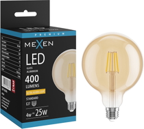 Mexen Vintis LED-filamentpirn E27, G125, 4W, soe - 2200K, 400 lm, merevaik - L158-E27-0422-50