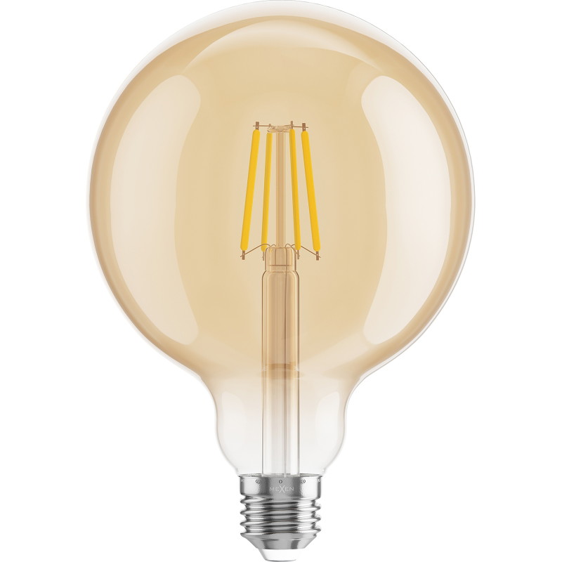 Mexen Vintis Bombilla de filamento LED E27, G125, 4W, Cálida - 2200K, 400 lm, ámbar - L158-E27-0422-50
