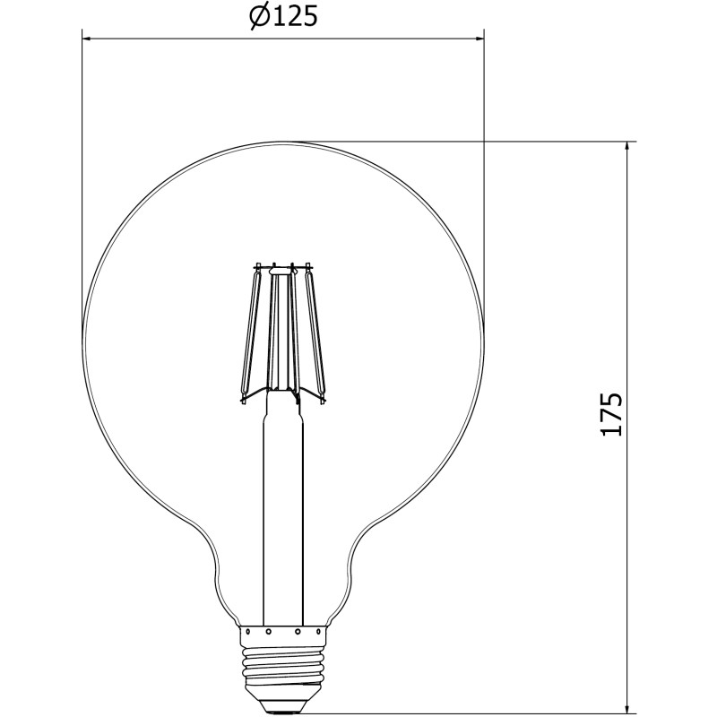 Mexen Vintis LED filamentlampa E27, G125, 4W, Varm - 2200K, 400 lm, bärnsten - L158-E27-0422-50