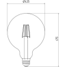 Mexen Vintis Ampoule à filament LED E27, G125, 4W, Chaude - 2200K, 400 lm, ambre - L158-E27-0422-50