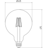 Mexen Vintis Bombilla de filamento LED E27, G125, 4W, Cálida - 2200K, 400 lm, ámbar - L158-E27-0422-50